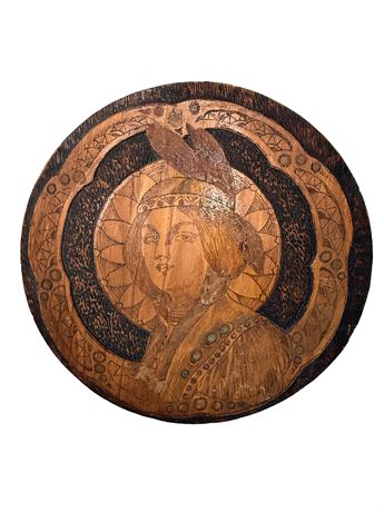 Fleish Art Co. New York Pyrography Native American Plaque
