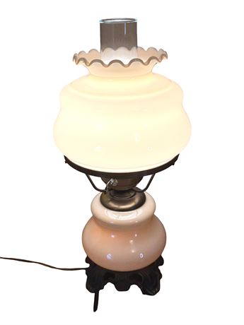 Antique Iridescent Beige Hurricane Lamp