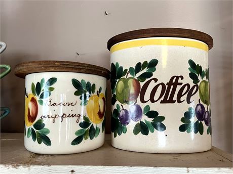 Bauer USA Pottery Coffee & Bacon Dripping Canisters