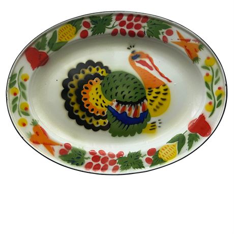 Enameled Colorful Turkey Platter 13"x18"x2"