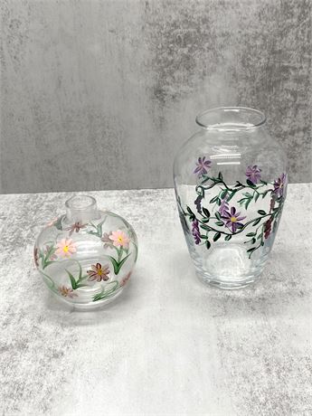 Hand Painted Glass Bud Vases