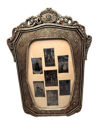 Tin Type Framed Display in Antique Wood Frame