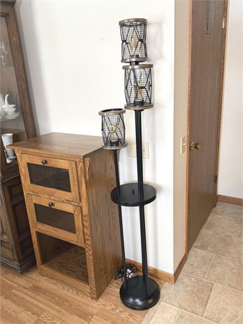 Three-Tier Wire Cage Floor Lamp
