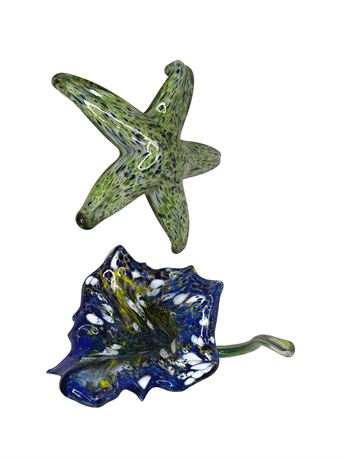 Art Glass Seashell and Flower