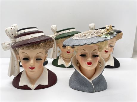 1950s Napco Lady Head Vases