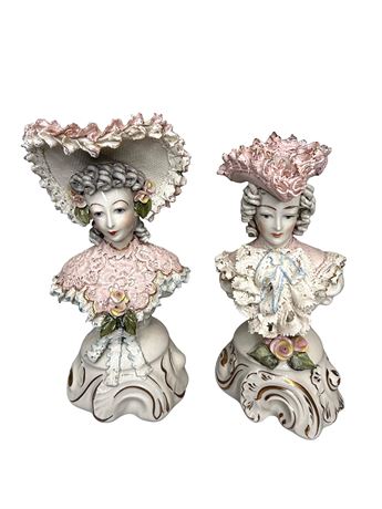 Pair of Porcelain Cybis Lady Figurines