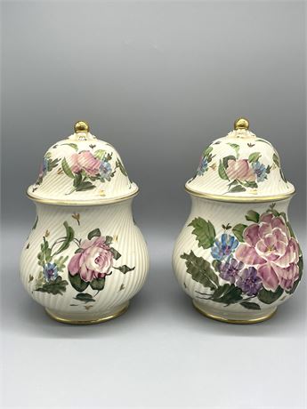 Pair of Handpainted Canisters