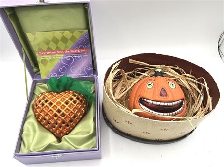 Expression from the Heart and Glass Pumpkin Ornaments