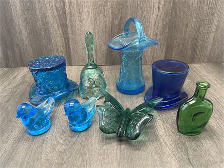 Blue/Green Vintage Glass Lot