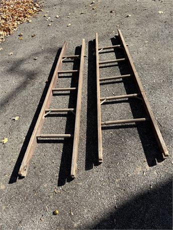Two (2) Antique Wood Ladders