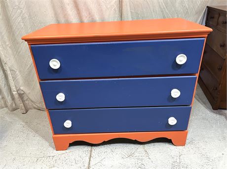 Solid Wood Painted Three-Drawer Dresser