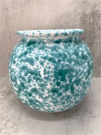 Teal Spongeware Vase