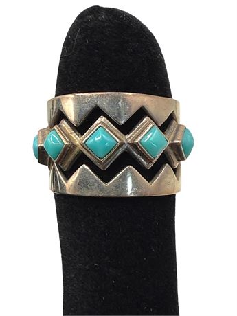 Three-Piece Sterling Silver and Turuoise Ring