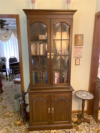 Glass Door Lighted Wood Curio Cabinet