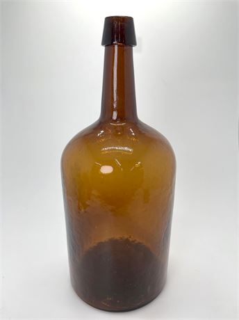 Large 14" Amber Glass Whisky Bottle Jug