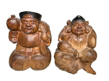 Japanese Deity Wood Carved Figures
