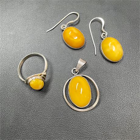 Baltic Amber Sterling Silver Set