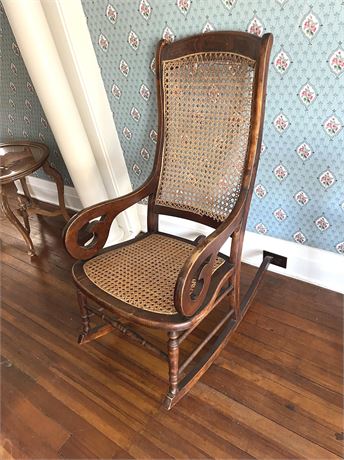 Antique Caned Lincoln Rocking Chair