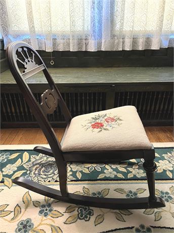 Antique Needlepoint Rocking Chair