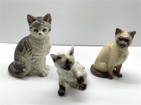Three (3) Cat Figurines