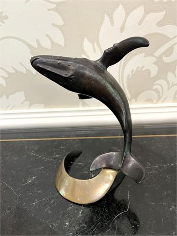 Douglas Wylie 7" Tall Bronze Whale Sculpture