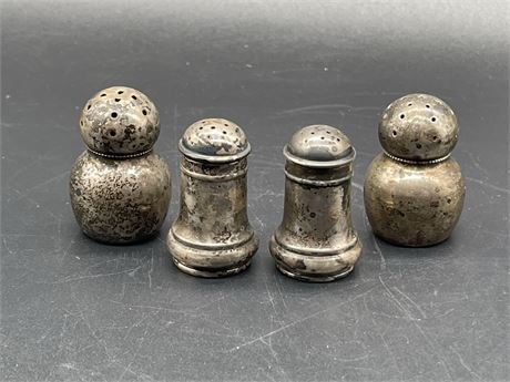 Four (4) Sterling Silver Personal Salt & Pepper Shakers