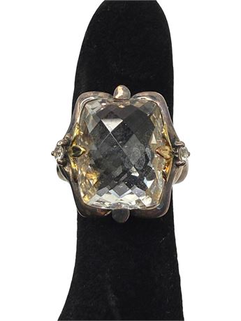 Anne King White Topaz Sterling Silver 18k Ring