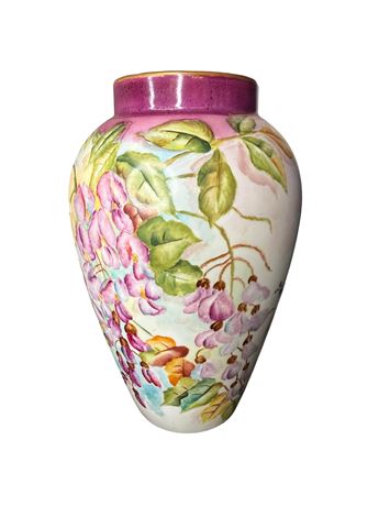 Hand Painted Ceramic Vase Floral Motif