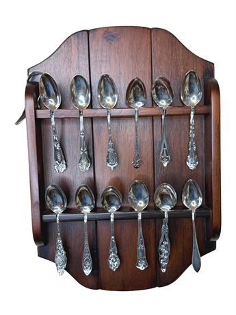 Sterling Silver Spoons with Display Rack