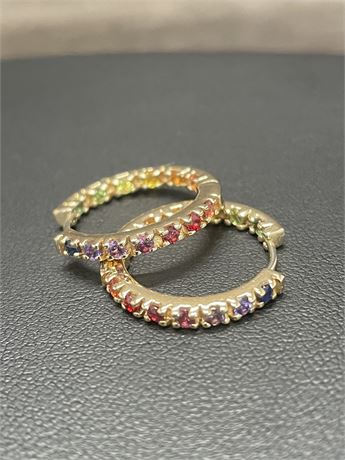 14kt Yellow Gold Rainbow Sapphire Earrings