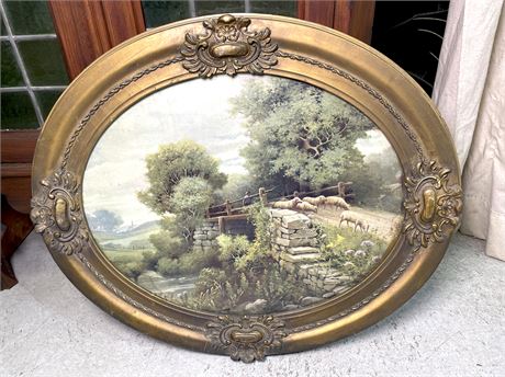 Antique Oval Landscape Painting