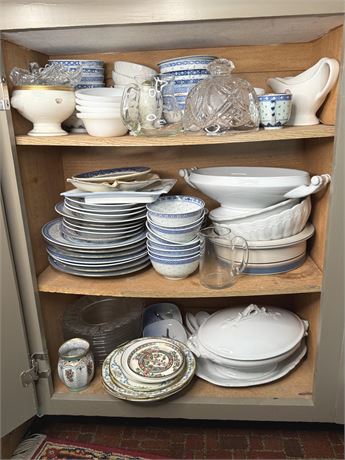 Kitchen Cupboards Lot 3 - China, Crystal, Porcelain