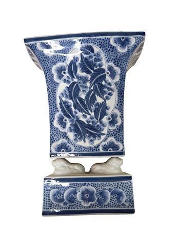 Maitland-Smith Blue and White Chinoiserie Vase