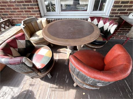 Vintage Oak Barrel Chairs w/ Table