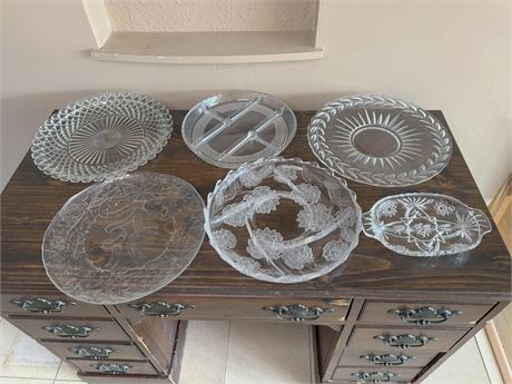 Large Crystal/Glass Serving Platter Lot