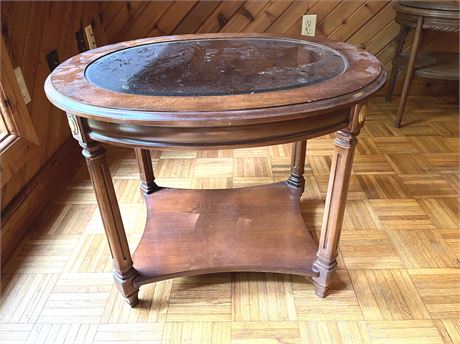 Oval Glass Top Table