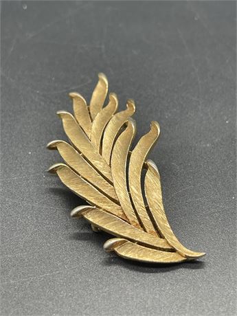 Trifari Crown Leaf Brooch