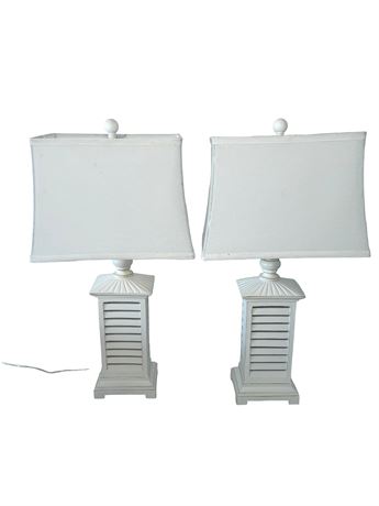 Matching White Coastal Shutter Table Lamps