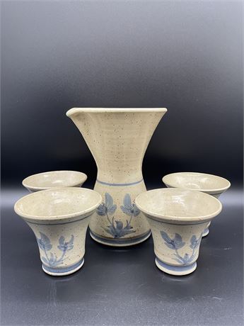 Pottery Pitcher and Cups