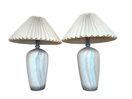 Large Ceramic Matching Hand Painted Table Lamps