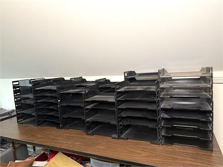 Large Lot of Plastic File Holder Trays