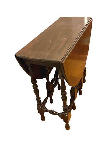 Antique One-Drawer Double Drop Leaf Wood Table