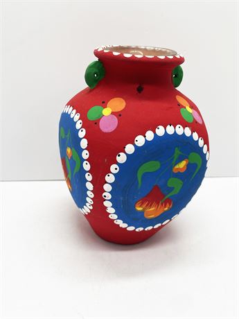 Hand Painted Terra Cotta Vase