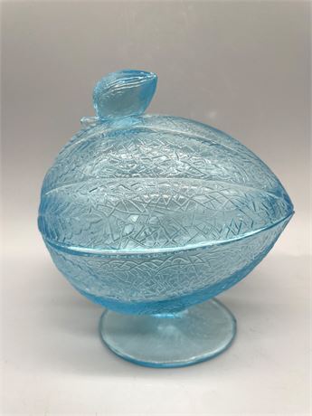 Blue Glass Nut Compote