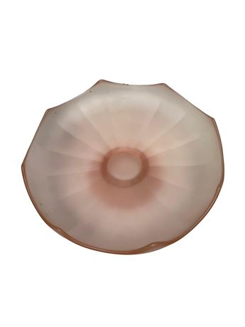 9" Frosted Pink Glass Footed Serving Platter