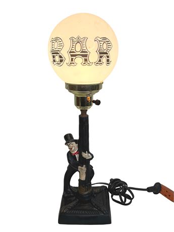 1950s Ceramic Charlie Chaplin Drunk Hobo Bar Lamp