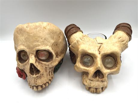 1980s Matchless Skull Candle Holders