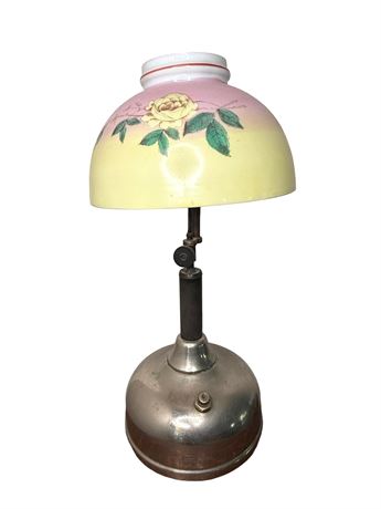 Antique Coleman Quick-Lite Lamp w/ Hand Painted Shade