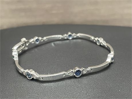 14kt White Gold Sapphire Diamond Bracelet