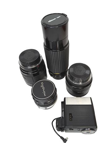 Vintage Camera Lenses and Flash